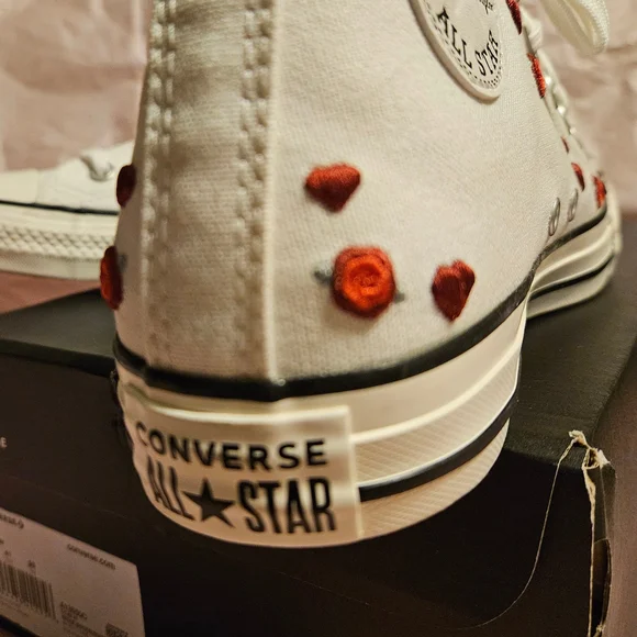 Converse White High-Tops with Red Heart Details - Picture 5 of 5